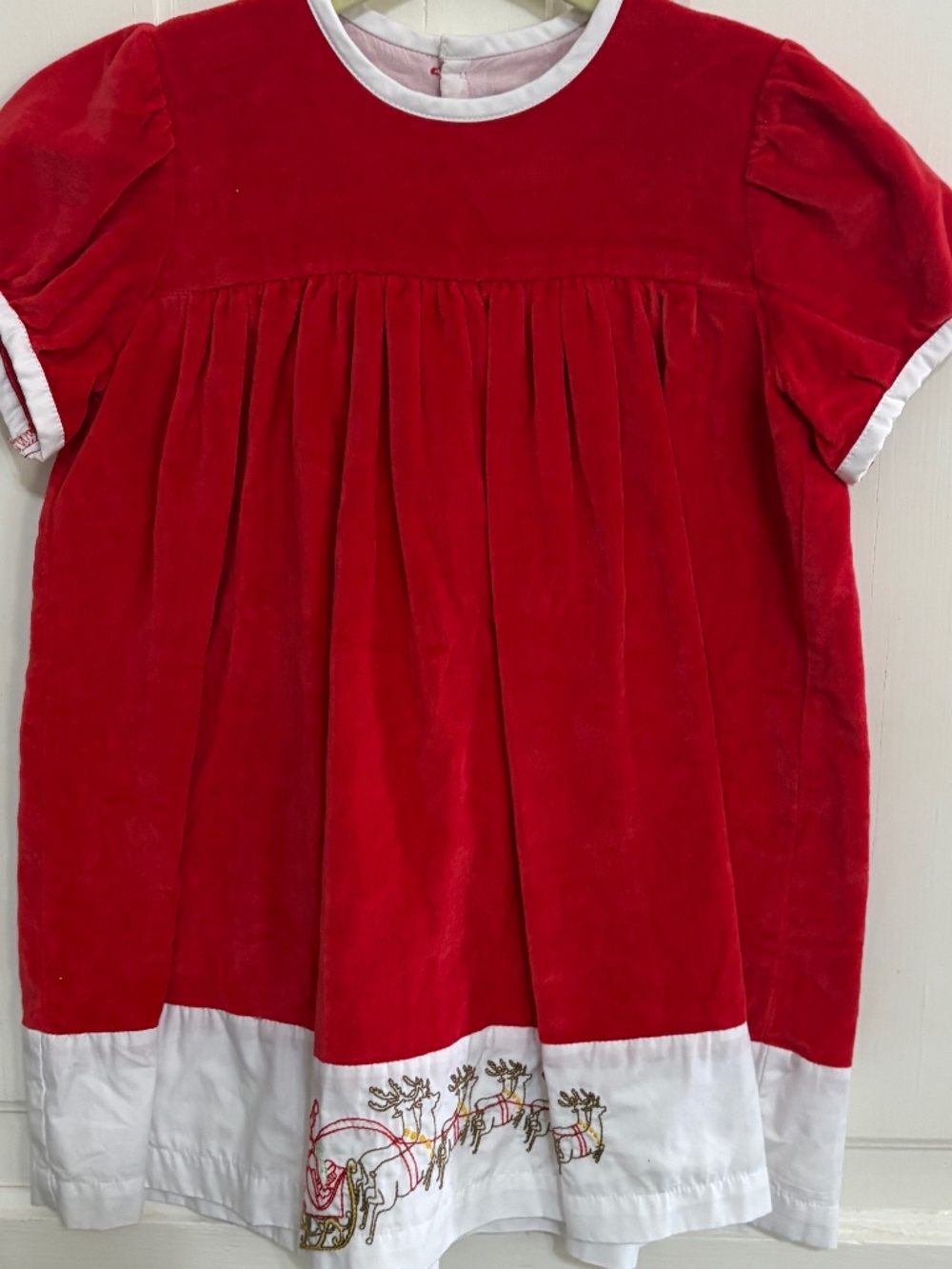 Christian Elizabeth red velvet embroidered Santa Christmas dress size 5